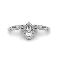 Marquise Shape Halo 3-Piece Bridal Ring Set