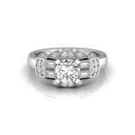 Round And Baguette Cut CZ Stone Edwardian Ring