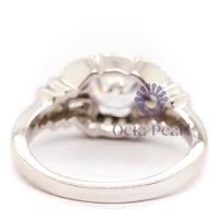 Round And Baguette Cut CZ Stone Edwardian Ring