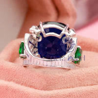 Cushion Cut Blue CZ Stone Women's Party Wear Ring