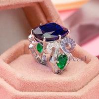 Cushion Cut Blue CZ Stone Women's Party Wear Ring