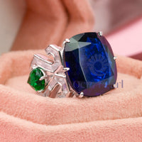 Cushion Cut Blue CZ Stone Women's Party Wear Ring