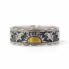 Wild Sunrise And Eagle Bird Inspire Wedding band