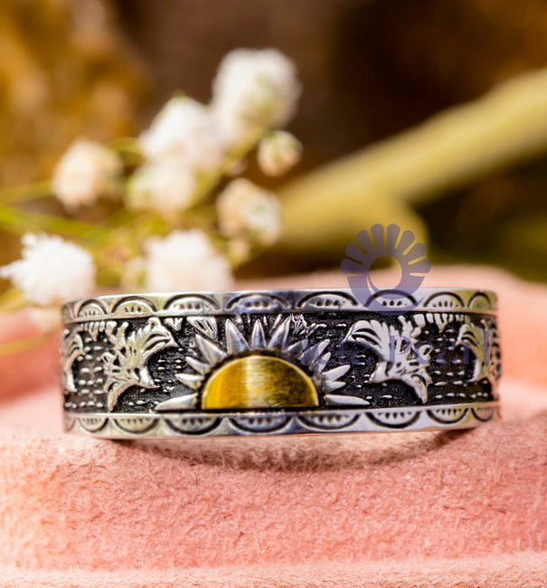 Wild Sunrise And Eagle Bird Inspire Wedding band