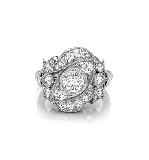 Old European Cut Moissanite Milgrain Edwardian Ring