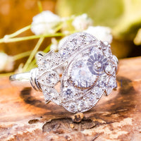 Old European Cut Moissanite Milgrain Edwardian Ring