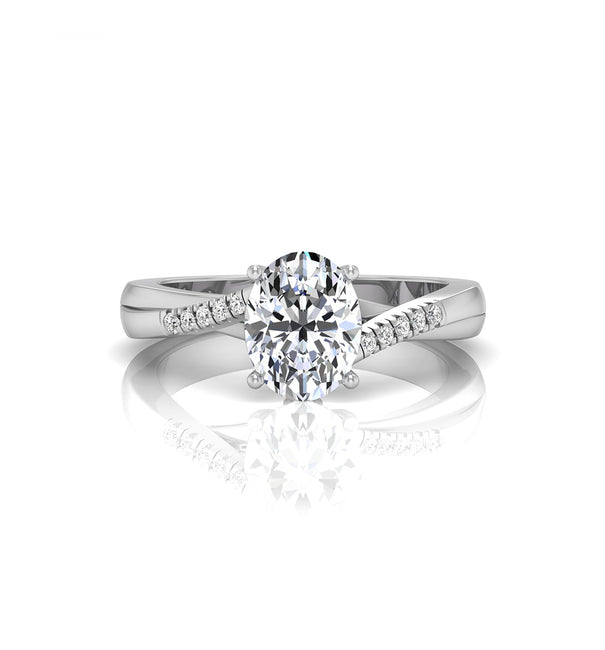 Twisted Shank Oval Moissanite Engagement Ring