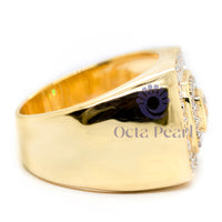 Princess CZ Stone Double Halo Ring For Men