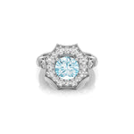 Round CZ Stone Halo Octagon Shape Art Deco Ring