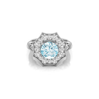 Round CZ Stone Halo Octagon Shape Art Deco Ring