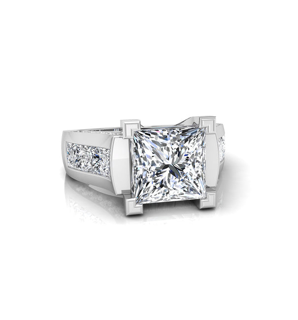 Channel Setting Princess CZ Stone Wedding Ring