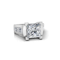 Channel Setting Princess Cut CZ Stone Wedding Ring For Women