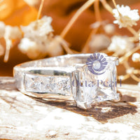 Channel Setting Princess CZ Stone Wedding Ring