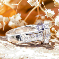 Channel Setting Princess CZ Stone Wedding Ring