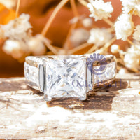 Channel Setting Princess CZ Stone Wedding Ring