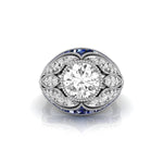 Old European Cut CZ Stone Milgrain Art Deco Ring