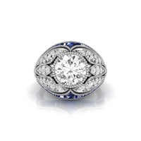 Old European Cut CZ Stone Milgrain Art Deco Ring