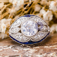 Old European Cut CZ Stone Milgrain Art Deco Ring