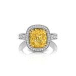 Yellow Cushion CZ Stone Halo Engagement Ring