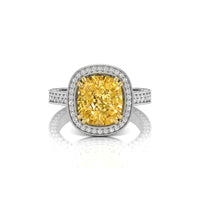 Yellow Cushion CZ Stone Halo Engagement Ring