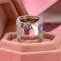 925 Silver Yellow Emerald Stone Halo Cocktail Ring