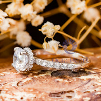 Round Moissanite Hidden Halo Engagement Ring