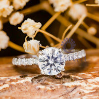 Round Moissanite Hidden Halo Engagement Ring