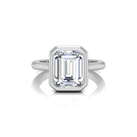 Bezel Set Emerald Moissanite Solitaire Promise Ring