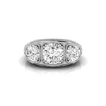 Old European Cut Moissanite Three Stone Art Deco Ring