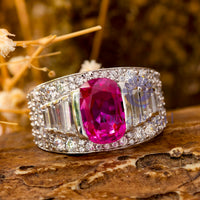 Half Bezel Set Pink Cushion Stone Engagement Ring