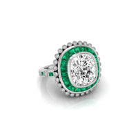 Old Mine Cut Stone Double Halo Vintage Style Ring