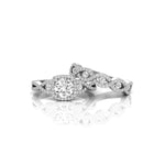 Round Moissanite Halo Twisted Shank Bridal Ring Set