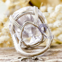 Huge Oval Stone Party Wear Cocktail Ring 925 Silver