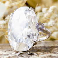 Huge Oval Stone Party Wear Cocktail Ring 925 Silver