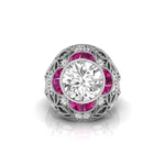 Round CZ Stone Antique Filigree Art Deco Ring