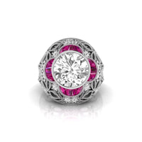 Round CZ Stone Antique Filigree Art Deco Ring