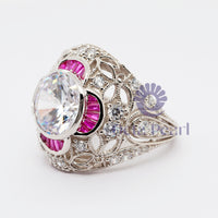 Round CZ Stone Antique Filigree Art Deco Ring