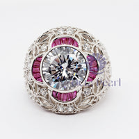 Round CZ Stone Antique Filigree Art Deco Ring