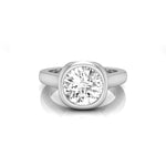 Round Moissanite Bezel Set Solitaire Anniversary Ring