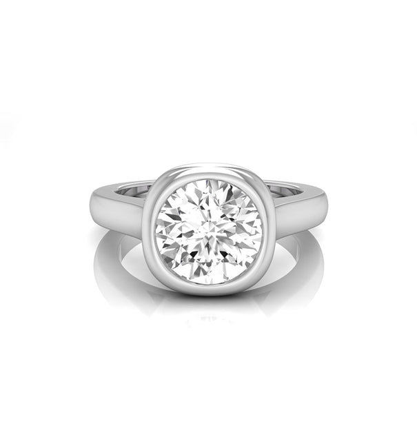 Round Moissanite Bezel Set Solitaire Anniversary Ring