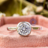 Round Moissanite Bezel Set Solitaire Anniversary Ring