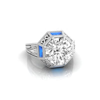 Round Stone Octagon Shape Filigree Art Deco Ring