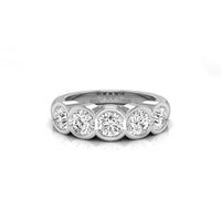 Round Moissanite Half Bezel Set Five Stone Ring