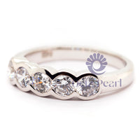 Round Moissanite Half Bezel Set Five Stone Ring