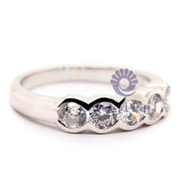 Round Moissanite Half Bezel Set Five Stone Ring