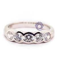 Round Moissanite Half Bezel Set Five Stone Ring