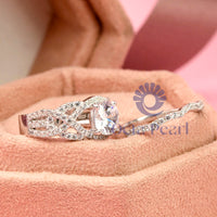 Round Moissanite Criss Cross Shank Bridal Ring Set