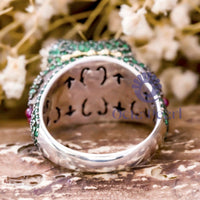 Green CZ Round Stone Cocktail Frog Ring 925 Silver