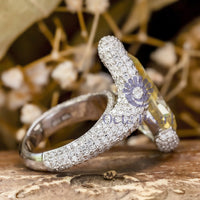 Yellow Pear Cut CZ Stone Bypass Shank Cocktail Engagement Ring