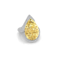 Yellow Pear Cut CZ Stone Bypass Shank Cocktail Engagement Ring